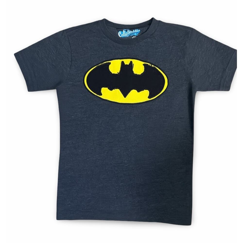 Batman T-Shirt Boys Sz 6/7 Small Gray Yellow Logo DC Comics